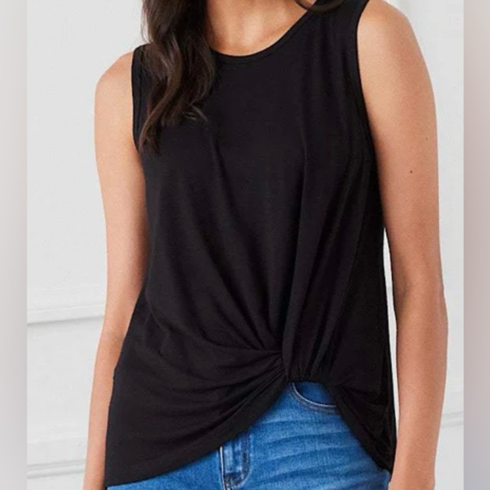 Karen Kane Black Twist Front Tank Top